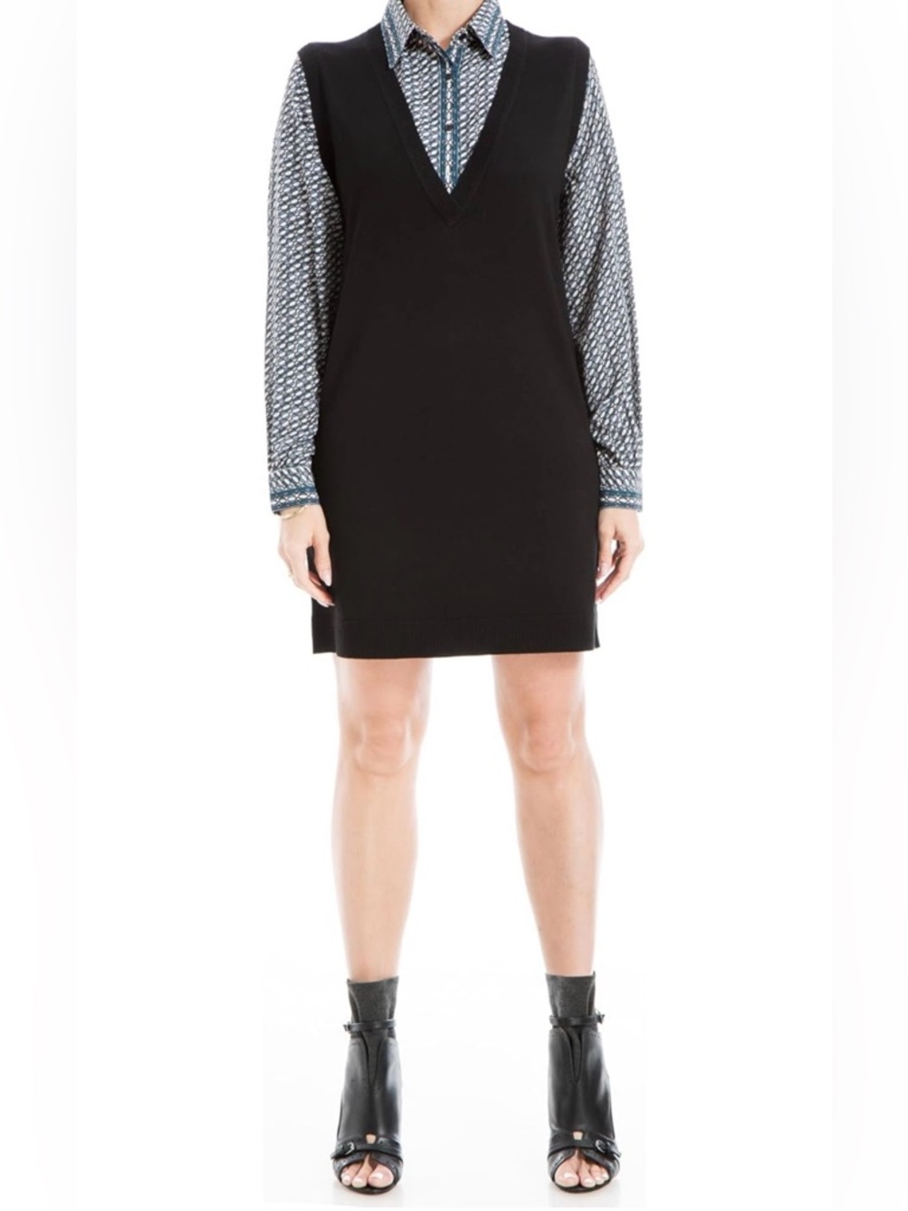 Max Studio Womens Long Sleeve Twoffer Sweater Dress XS